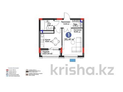 1-бөлмелі пәтер · 35 м² · 6/7 қабат, Жошы хан 10, бағасы: 31 млн ₸ в Астане, Есильский р-н
