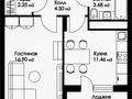 1-бөлмелі пәтер · 41.45 м² · 9/9 қабат, Нажимеденова, бағасы: 17 млн ₸ в Астане, Алматы р-н