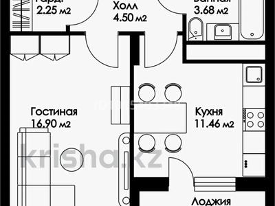 1-бөлмелі пәтер · 41.45 м² · 9/9 қабат, Нажимеденова, бағасы: 18 млн ₸ в Астане, Алматы р-н
