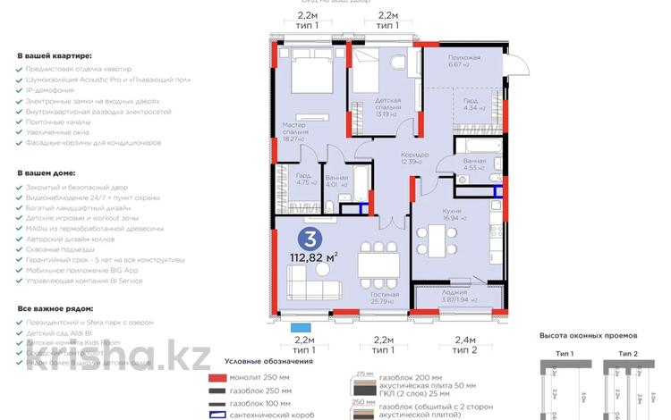 3-комнатная квартира · 113 м², ​Аль-Фараби — ключи:31.10.26🪀🪀🪀. за ~ 82.6 млн ₸ в Астане, Есильский р-н — фото 2