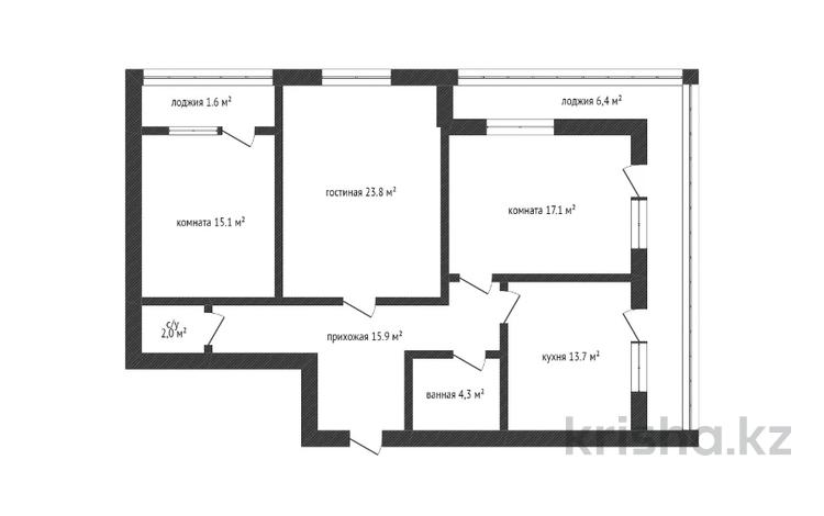 3-комнатная квартира, 100 м², 5/5 этаж, абулкасымова 132а за 25 млн 〒 в Кокшетау — фото 5