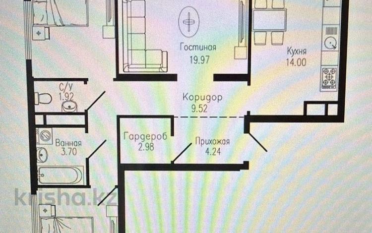 3-комнатная квартира · 83.7 м² · 5/9 этаж, Толеметова 106/3 за 34 млн ₸ в Шымкенте, Абайский р-н — фото 4