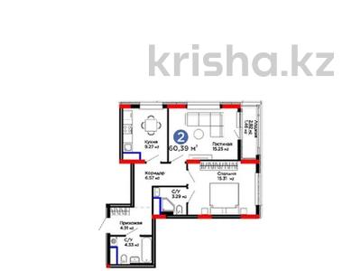 2-комнатная квартира · 60 м² · 11/12 этаж, Е-15 5 за 35.5 млн ₸ в Астане, Нура р-н