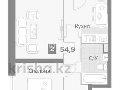 2-комнатная квартира · 54.3 м² · 2/12 этаж, мкр Аккент, Омарова 1 за ~ 25.3 млн ₸ в Алматы, Алатауский р-н