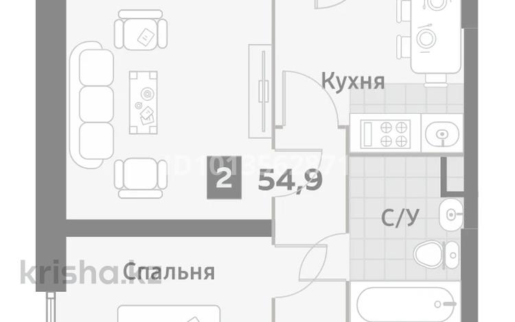 2-комнатная квартира · 54.3 м² · 2/12 этаж, мкр Аккент, Омарова 1 за ~ 25.3 млн ₸ в Алматы, Алатауский р-н — фото 4