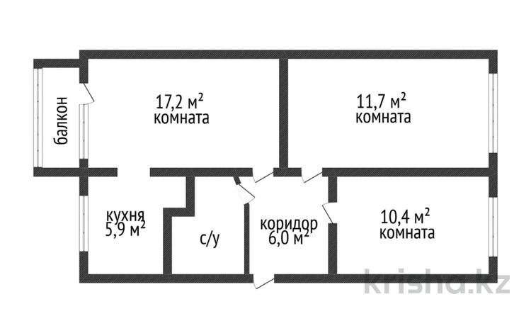 3-комнатная квартира · 62 м² · 5/5 этаж, 9 микрорайон 13 за 17.3 млн 〒 в Костанае — фото 2