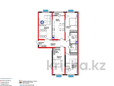 4-комнатная квартира, 122.39 м², 9/9 этаж, Нурсултана Назарбаева за ~ 59.5 млн 〒 в Шымкенте