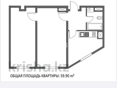 2-бөлмелі пәтер · 59.9 м² · 10/10 қабат, мкр Аккент, мкр. Аккент 73, бағасы: ~ 22.8 млн 〒 в Алматы, Алатауский р-н