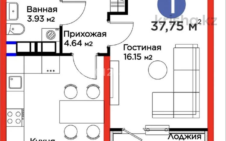 1-бөлмелі пәтер · 37.75 м² · 9/12 қабат, Квартал 189 1, бағасы: 17.5 млн ₸ в Шымкенте, Каратауский р-н — фото 2