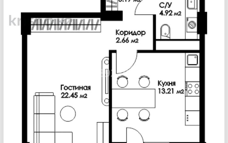 1-комнатная квартира, 48.16 м², 9/20 этаж, Туран 39