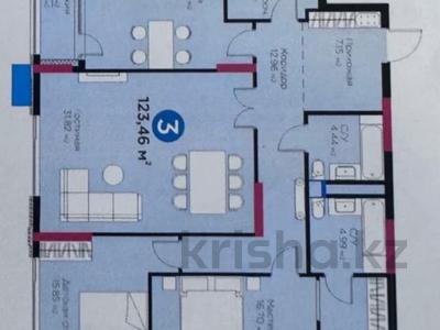 3-комнатная квартира · 124 м² · 7/21 этаж, Кунаева 3 — Кунаева за 135 млн 〒 в Астане, Есильский р-н