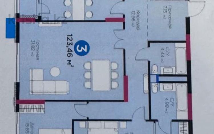 3-бөлмелі пәтер · 124 м² · 7/21 қабат, Кунаева 3 — Кунаева, бағасы: 128 млн ₸ в Астане, Есильский р-н — фото 2