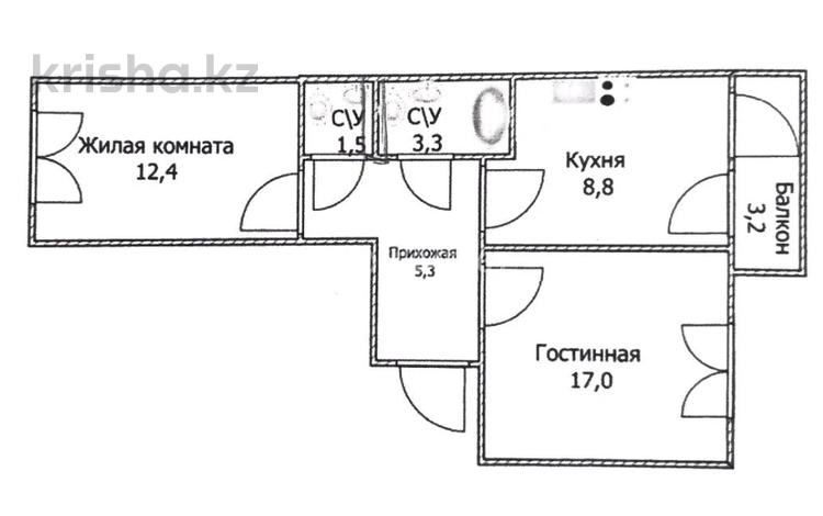 2-комнатная квартира · 54 м² · 8/9 этаж, А 92 5, 5/1 за 22 млн ₸ в Астане, Алматы р-н — фото 2