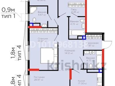 4-бөлмелі пәтер · 131.27 м² · 5/16 қабат, Е-899 7, бағасы: 105 млн ₸ в Астане, Нура р-н