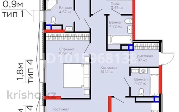 4-бөлмелі пәтер · 131.27 м² · 5/16 қабат, Е-899 7, бағасы: 105 млн ₸ в Астане, Нура р-н — фото 2