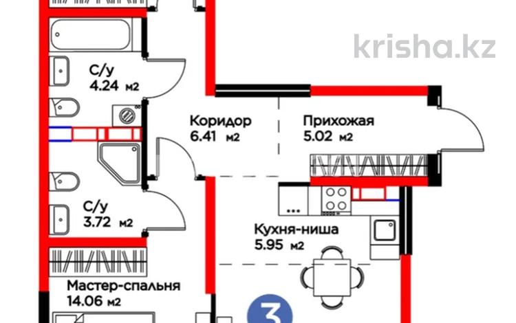 3-бөлмелі пәтер · 71.24 м² · 2/9 қабат, Райымбека 219Б — проспект Райымбека 219 б, бағасы: 58 млн ₸ в Алматы, Жетысуский р-н — фото 2