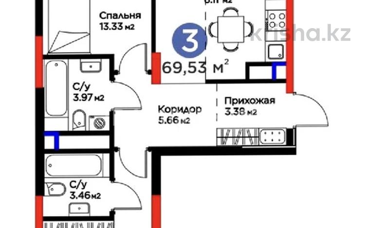 3-комнатная квартира · 70 м² · 5/9 этаж, мкр Нурсая, Абулхайр-хана 65 за 40 млн ₸ в Атырау — фото 3