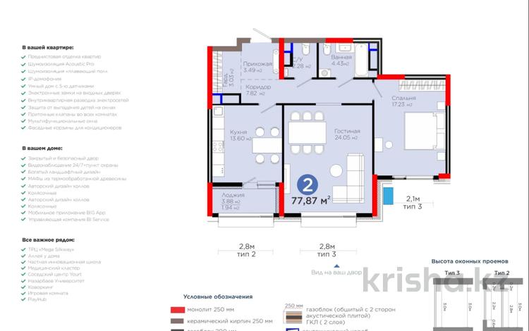 2-комнатная квартира · 78 м² · 13/15 этаж, Турар Рыскулов 3 — ТОПОВАЯ ЛОКАЦИЯ за 62 млн 〒 в Астане, Есильский р-н — фото 2