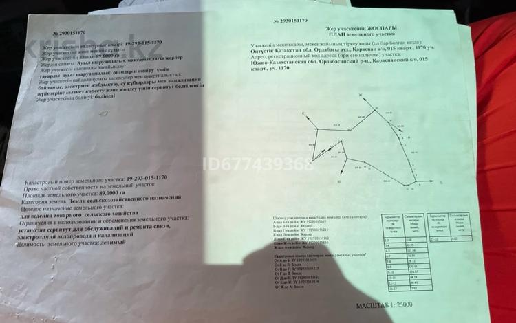 Жер телімі · 89 га, Түркістан обл., бағасы: 35 млн ₸ в Туркестанской обл. — фото 2