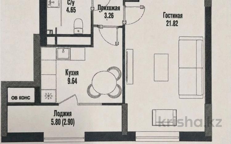1-бөлмелі пәтер · 42.56 м² · 21/21 қабат, Бухар жырау 12/2, 12/3, бағасы: 28.9 млн ₸ в Астане, Есильский р-н — фото 2