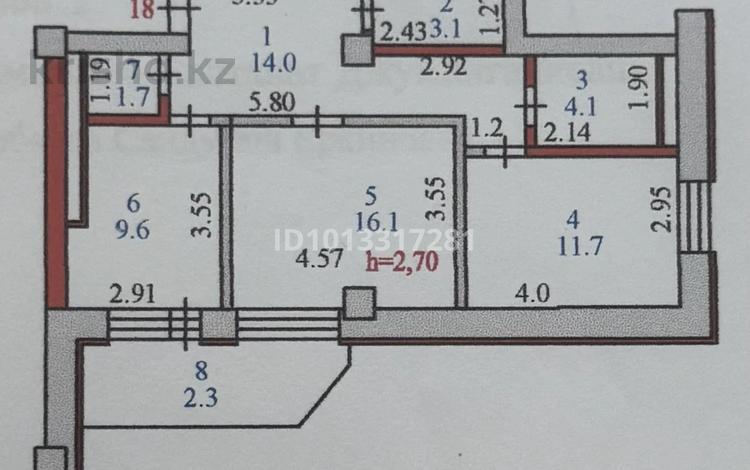 2-бөлмелі пәтер · 62.6 м² · 3/16 қабат, Жабаева 36, бағасы: 27 млн ₸ в Петропавловске — фото 2