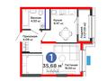 1-бөлмелі пәтер · 35.68 м², Калдаякова 30, бағасы: ~ 22.5 млн ₸ в Шымкенте, Туран р-н — фото 3