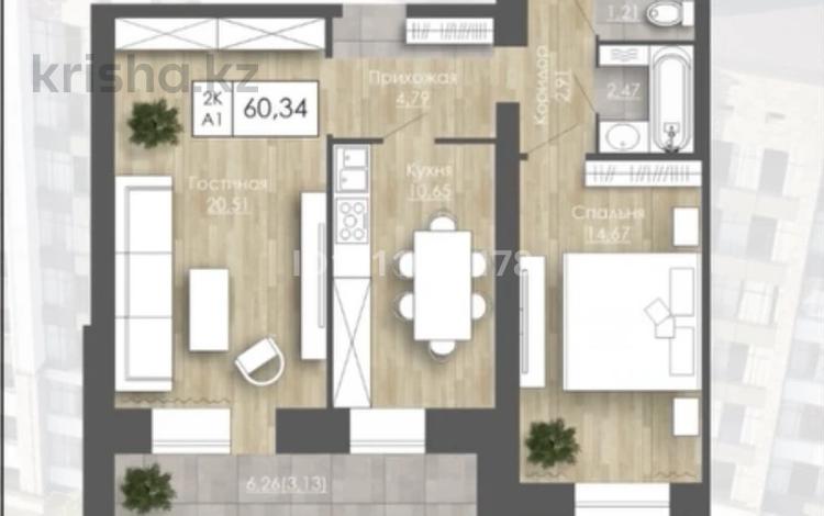 2-бөлмелі пәтер · 60.34 м² · 8/9 қабат, мкр. Алтын орда 200/1, бағасы: 24.5 млн ₸ в Актобе — фото 2