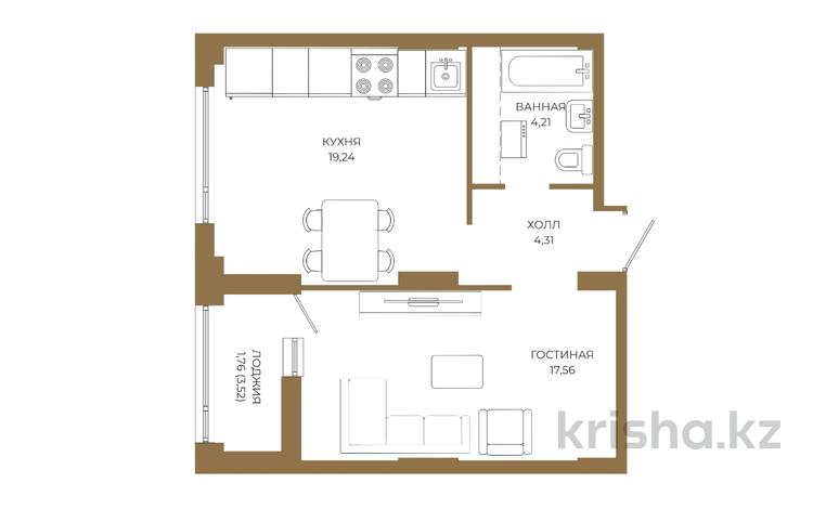 1-комнатная квартира · 47.08 м² · 2 этаж, Достык 8/2 — Без комиссии|Рассрочка и ипотека за ~ 35.1 млн ₸ в Астане — фото 11