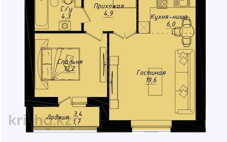 2-комнатная квартира · 48.7 м² · 12 этаж, Улы дала 40 за 26.5 млн ₸ в Астане, Нура р-н — фото 2