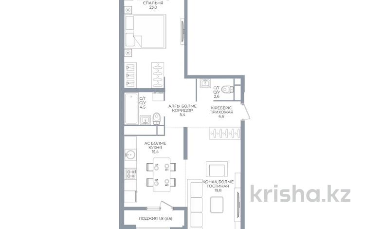 2-бөлмелі пәтер · 79 м² · 8/16 қабат, Каныша Сатпаева 90/55Б, бағасы: 58.5 млн ₸ в Алматы, Бостандыкский р-н — фото 2