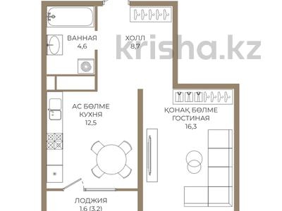 1-комнатная квартира · 43.7 м² · 4/9 этаж, Каныша Сатпаева 90а/1 — БЕЗ КОМИССИИ за ~ 36.1 млн ₸ в Алматы