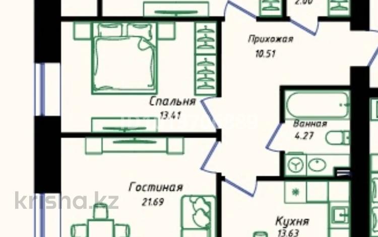 3-комнатная квартира · 86.14 м² · 5/12 этаж, Улы Дала 38/3 за 52.5 млн ₸ в Астане, Нура р-н — фото 2