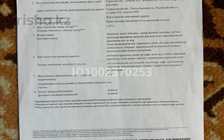 Участок · 1.87 га, Туркестанская обл. за 13 млн ₸ — фото 2