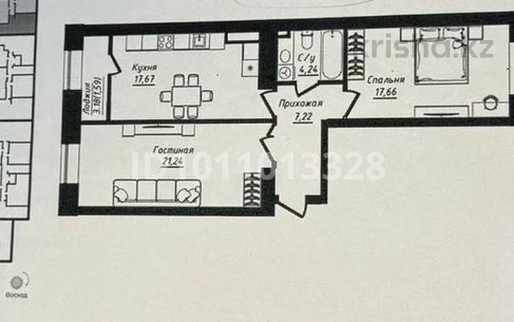 2-комнатная квартира · 69.62 м² · 7/9 этаж, Жумекен Нажимеденов 26 за 39.5 млн ₸ в Астане, Сарайшык р-н — фото 2
