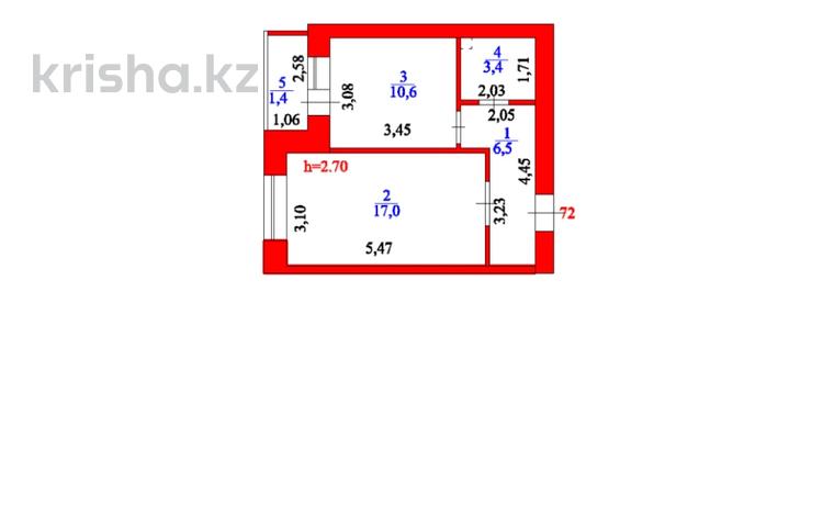 1-комнатная квартира, 39 м², 4/9 этаж, Нажмиденова 52 — А-426