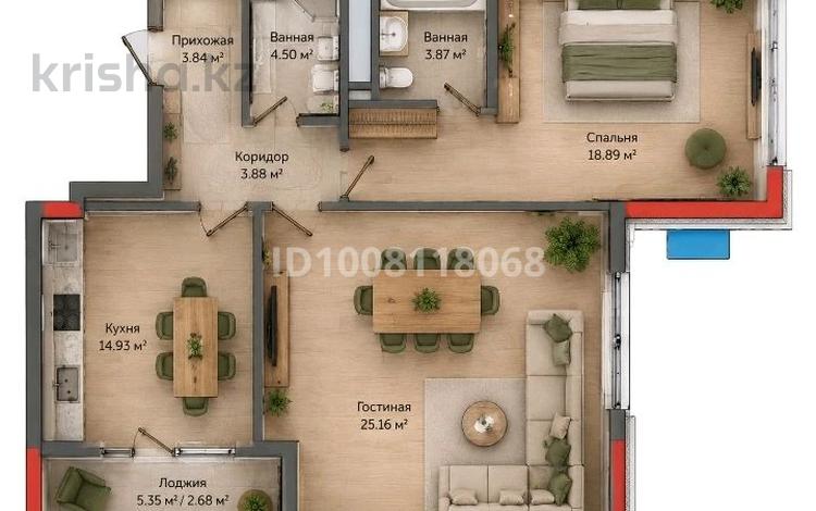 2-комнатная квартира · 77.8 м² · 15/15 этаж, Турар Рыскулов 3 за 93 млн ₸ в Астане, Есильский р-н — фото 43