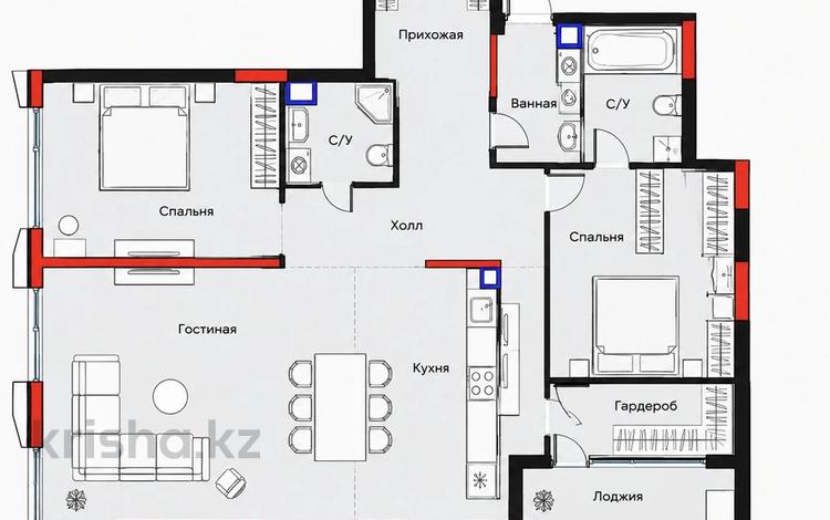 3-бөлмелі пәтер · 122 м² · 1/3 қабат, Култобе 1/2, бағасы: 147 млн ₸ в Алматы, Бостандыкский р-н — фото 2