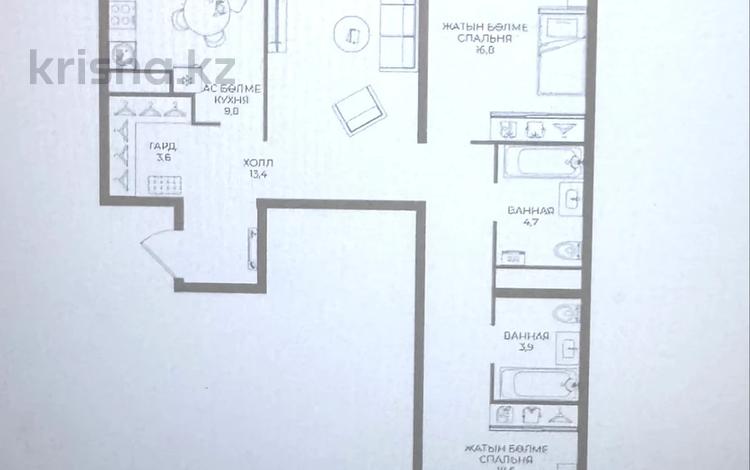 3-бөлмелі пәтер · 88.2 м² · 6/9 қабат, Ботагөз 5 — БЕЗ КОМИССИИ, бағасы: ~ 45.9 млн ₸ в Алматы, Алатауский р-н — фото 2