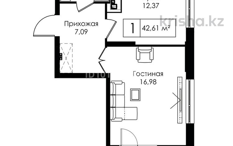 1-бөлмелі пәтер · 43 м² · 20/20 қабат, Толе би 20 — Толе Би, бағасы: ~ 29.5 млн ₸ в Астане, Нура р-н — фото 2