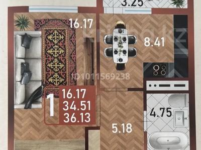 1-комнатная квартира · 37 м² · 14/14 этаж, Сафуан Шаймерденов 1 за 16.9 млн ₸ в Астане, Сарайшык р-н