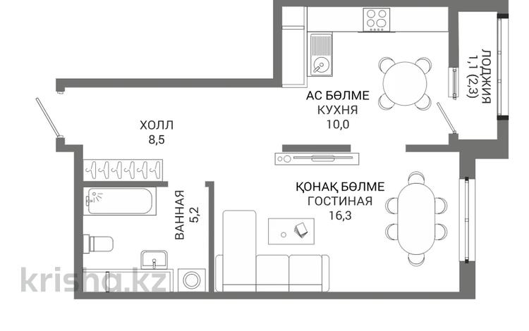 1-комнатная квартира · 41.1 м² · 15/16 этаж, Мангилик Ел 74 — БЕЗ КОМИССИИ / ПЕРВАЯ ЛИНИЯ / ИПОТЕКА / РАССРОЧКА / ПИШИТЕ за ~ 22.1 млн ₸ в Астане, Есильский р-н — фото 3