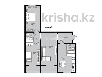 3-комнатная квартира · 90.6 м² · 6/9 этаж, Кокжал Барака 19а за ~ 43.9 млн 〒 в Усть-Каменогорске