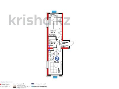 2-комнатная квартира, 45.23 м², 5/12 этаж, Байдибек би за ~ 23.2 млн 〒 в Шымкенте, Аль-Фарабийский р-н