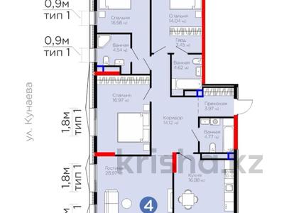 4-бөлмелі пәтер · 130 м² · 11/16 қабат, Е-899 7, бағасы: 97 млн ₸ в Астане, Нура р-н
