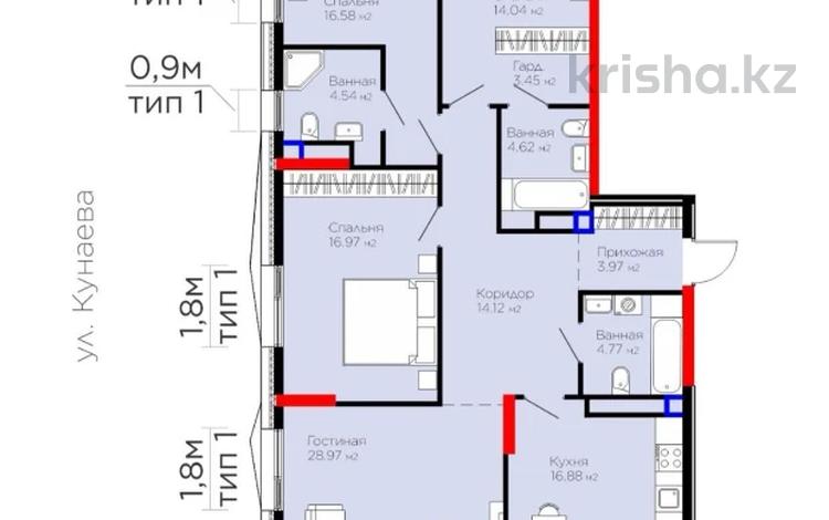 4-бөлмелі пәтер · 130 м² · 11/16 қабат, Е-899 7, бағасы: 97 млн ₸ в Астане, Нура р-н — фото 2