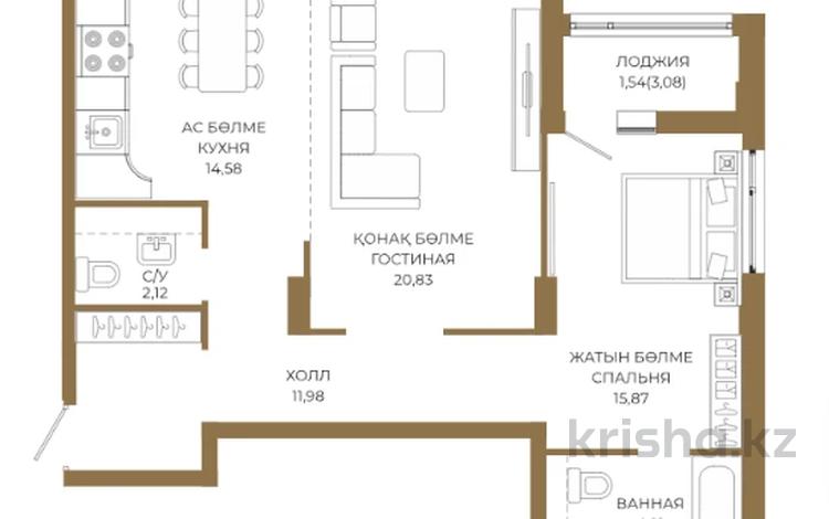 2-комнатная квартира · 71.83 м² · 2/9 этаж, Достык 8/2 за ~ 47.5 млн ₸ в Астане — фото 15