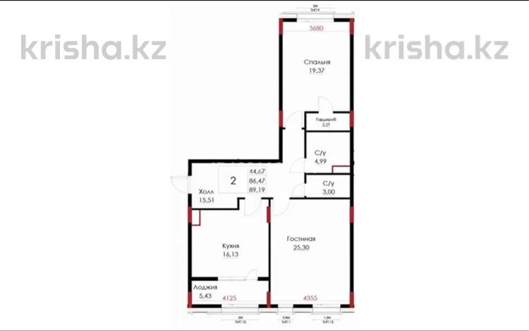 2-бөлмелі пәтер · 86.26 м² · 1/4 қабат, мкр Ак Шагала, Мкр. Ак Шагала 6, бағасы: 45 млн ₸ в Атырау — фото 2