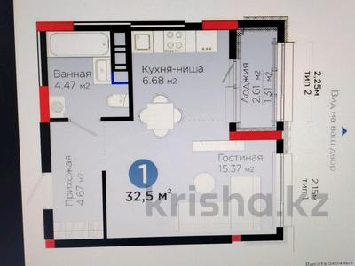 1-бөлмелі пәтер, 32.5 м², 9/9 қабат, Е-899 5 — Туран Сыганак, бағасы: 17.8 млн 〒 в Астане, Нура р-н