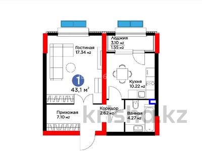 1-комнатная квартира · 43.1 м² · 1/12 этаж, Бауыржана Момышулы 5 — Монке би за 30.8 млн ₸ в Алматы, Алатауский р-н