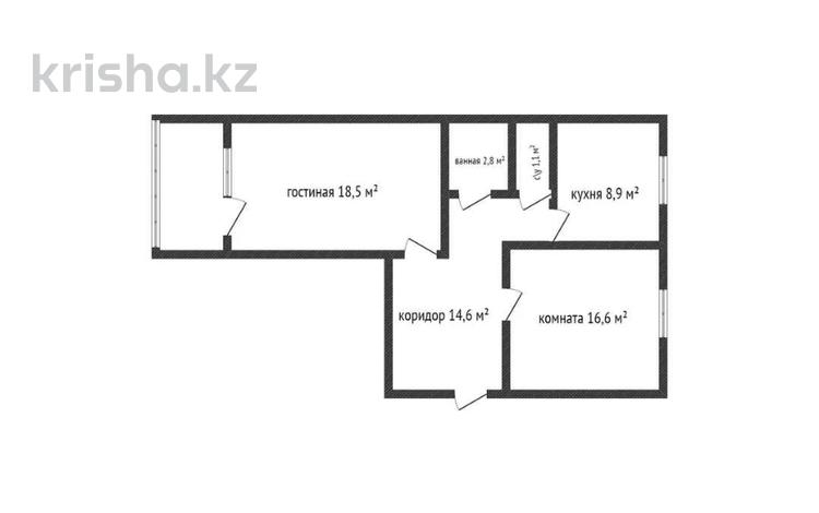 2-комнатная квартира, 64.8 м², 5/5 этаж, Юбилейный 18 за 19 млн 〒 в Костанае — фото 2